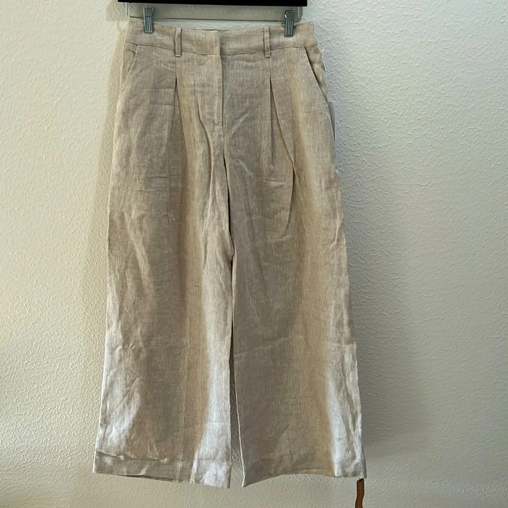 Reformation Asher linen pants wide leg chino oatmeal size 6 NWT